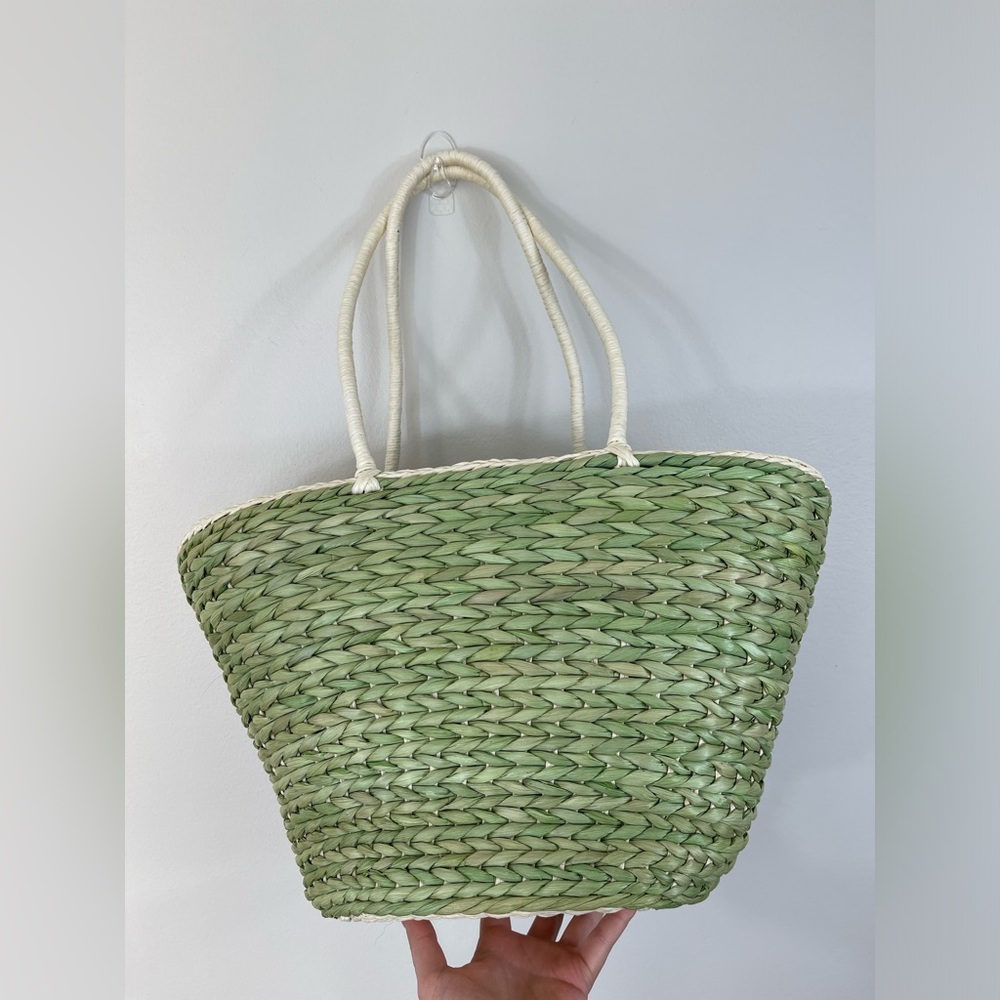 Women’s Beach GreenTote Bag Palm Trees Basketweave Tropical - Picture 6 of 11